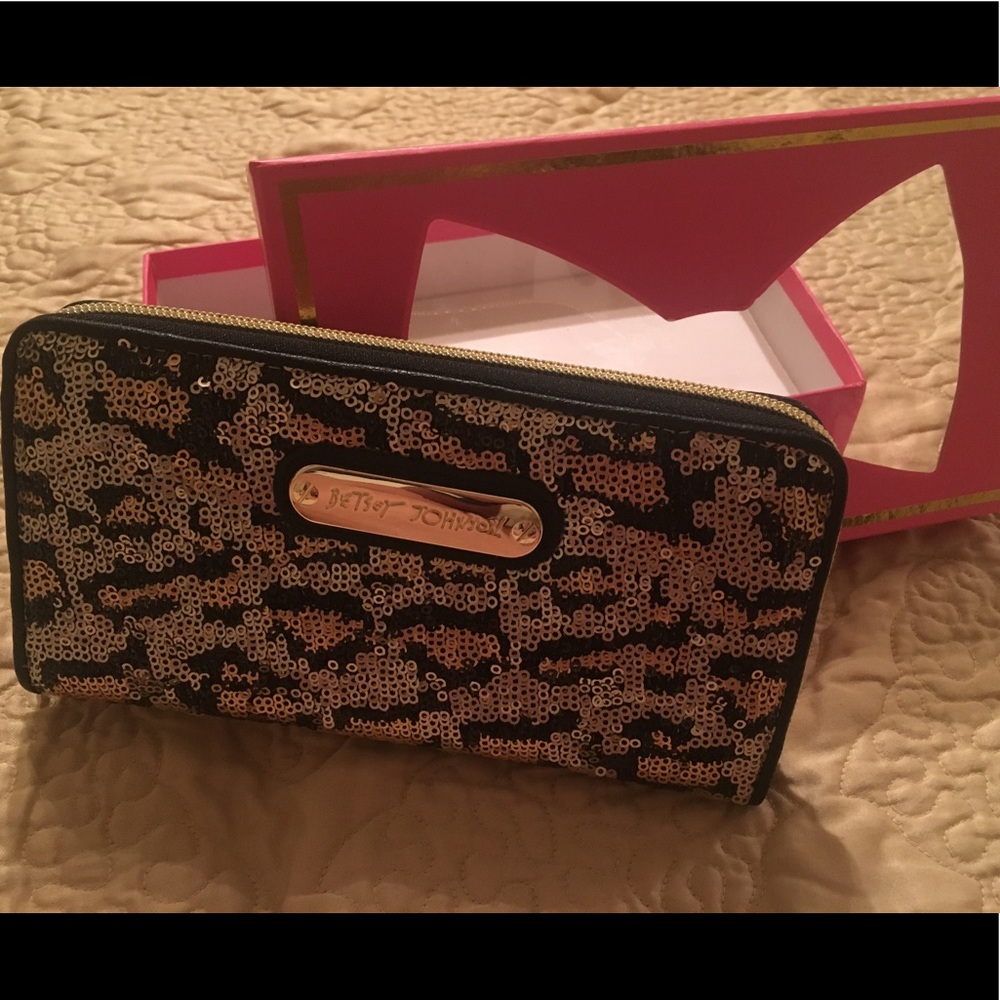 NWT Betsy Johnson Checkbook Wallet w/ Sequins